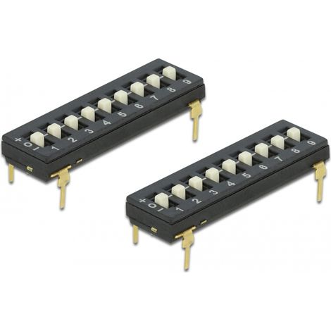 Delock Interruptor DIP Tri-State de 9 dÃ­gitos de 2,54 mm de paso THT vertical negro 2 piezas