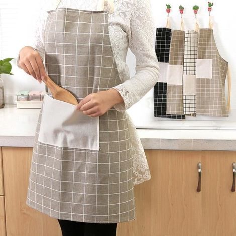 Tablier de cuisine unisexe - Cuisiner Cuisine - Robe à manger - Beige - Fibre naturelle - Lavable-Ywey (1/4)