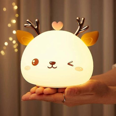 Lampe en silicone mignonne à motif dessin animé, veilleuse pour enfants, lampe de chevet, cadeau d'anniversaire pour femmes (1/3)