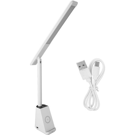Lampe de bureau LED rechargeable avec charge sans fil téléphone, 3 modes d'éclairage, protection des yeux, idéale pour étudier. (1/5)