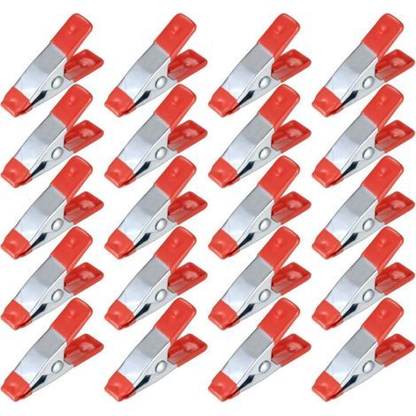 20 Pièces Pinces à Ressort Métal, Modélisme Pince à épiler, Metal Spring Clamps, Pinces à Linge Grip Holder pour Bâche, Camping, Tarpaulin, Travail Bois, Outil de Modélisation (1/4)