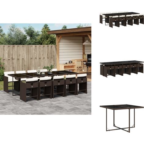 Ensemble à manger de jardin et coussins 11 pcs marron rotin - Salon De Jardin - Meuble De Jardin - Set De Jardin - Table De Jardin - Chaises De Jardin (1/5)
