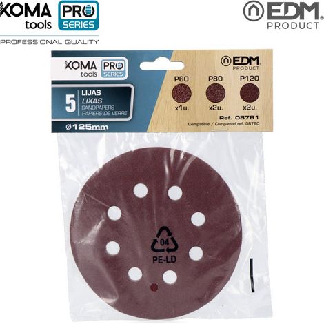 Kit 5 Carte Abrasive per Levigatrice Eccentrica 08780 KomaTools