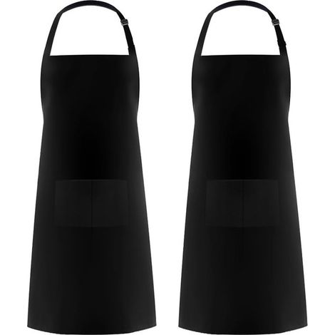 Pezzi - Grembiule da cucina - Grembiule da catering - Poliestere - Nero - Grembiule da cucina - Regolabile - Grembiuli impermeabili e resistenti all'olio - Per uomo e donna (1/4)