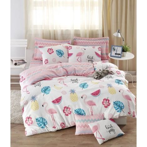 Juego de cama - 1 funda nórdica 220 x 240 cm + 2 fundas de almohada 60 x 60 cm - 65% algodón, 35% poliéster - Blanco