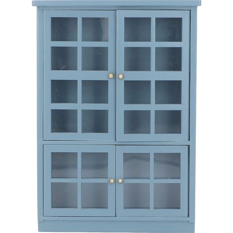 Étagère miniature en bois pour maison de poupée 1:12, meuble de salon en bleu foncé, bibliothèque de décoration (1/5)