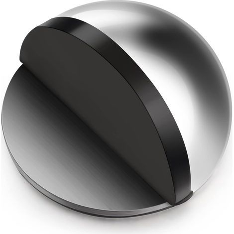 Butée de porte autocollante ovale en acier inoxydable, protection murale en demi-lune avec colle pour sol dur et verre (1 pièce) (1/5)