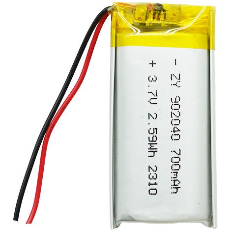902040 polymer lithium battery, 3.7V, 700mAh, suitable for beauty devices, Bluetooth speakers, barcode scanners, and other lithium battery applications. (1/5)