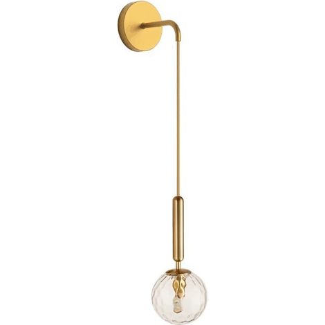 Appliques murales Lampe Drop Applique murale pour chevet Verre transparent + métal doré1 pièce D15cm (1/5)