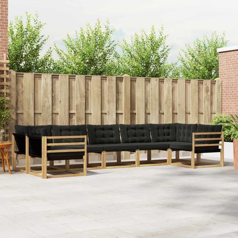 vidaXL Outdoor-Sofagarnitur mit Kissen 7 pcs Weiß und Schwarz (1/5)