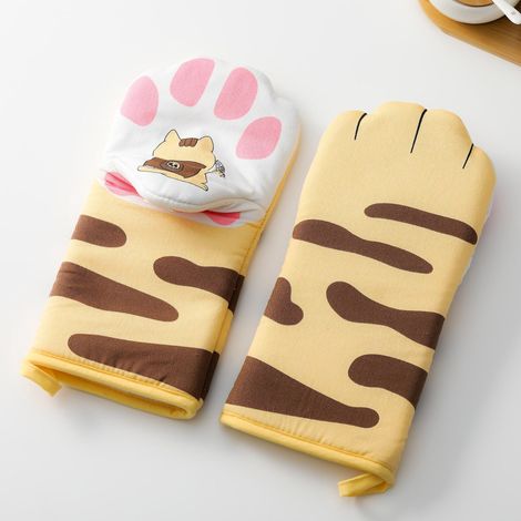 paire De Gants Orange Griffes De Chat 400f Gants De Four En Coton Rsistants La Chaleur Gants De Barbecue En Coton Gants De Cuisine Gants De Cuis (1/5)