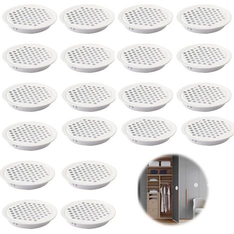 Lntyq Grille D'aération Trou Inox Blanc Ronde 20 Pièces Grille Ventilation pour Cuisine Armoire Meubles 35mm Grille Aeration Pour Armoires, Bibliothèques, Penderies, Armoires à Chaussures, Caves à Vin (1/5)