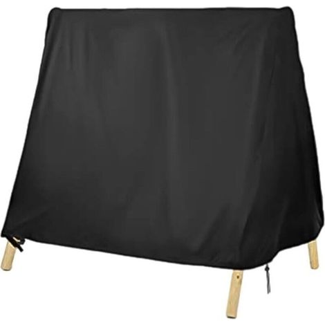 Housse de protection pour balancelle de jardin 3 places - Résistante à l'eau et à la poussière - Cordon de serrage ajustable - Tissu noir 210D - 216 x 140 x 170 cm (1/3)