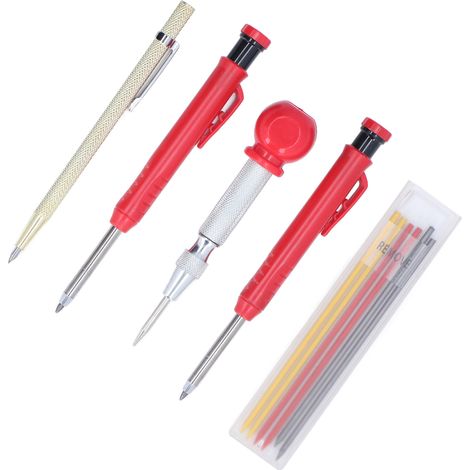 Ensemble de marquage de 10 pièces, comprenant un porte-mine pour le travail du bois et des recharges de 3 couleurs. (1/5)