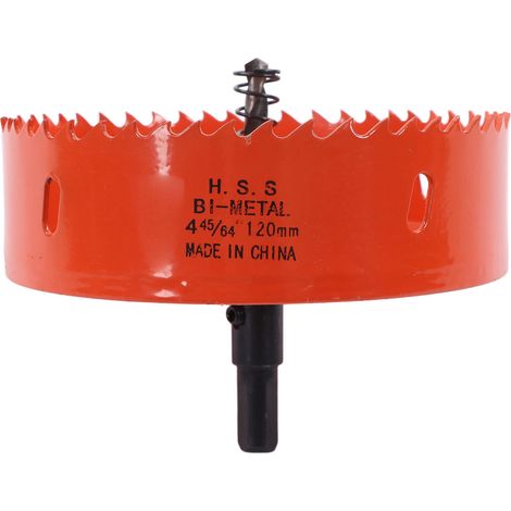 Scie-cloche bimétal HSS 120mm avec foret centrifuge pour bois et plastique, coupeuse de trous 4-45/64in (1/5)