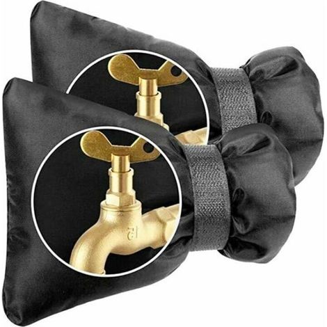 Lot de 2 couvre-robinets extérieurs épais - Imperméables - Isolants thermiques - Pour une utilisation hivernale - Noirs (1/4)