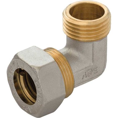 GOMITO MASCHIO A COMPRESSIONE O-RING PER TUBO RAME APE Ø14 x 1/2
