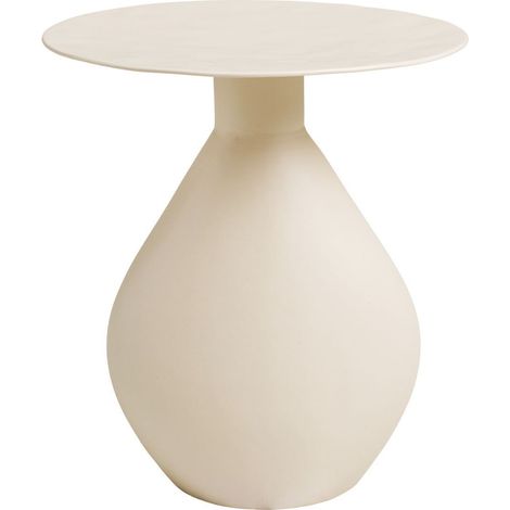 Table d'appoint H40cm en métal émaillé blanc ivoire - CALOAS (1/5)