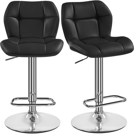 Yaheetech Set 2 Sgabelli Bar Alti Cucina Moderni Design in Similpelle con Schienale Girevole 360° Altezza Regolabile da Penisola Nero (1/5)