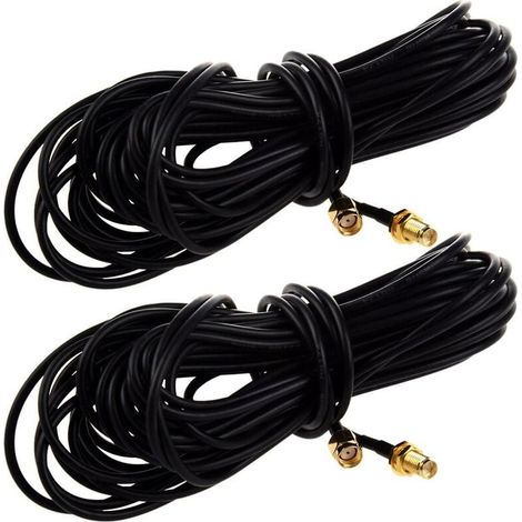 Antennenverlängerungskabel – RP-SMA-Stecker auf RP-SMA-Buchse – 9 m – RG174 – Für Wi-Fi 6 und Hochleistungsantennen – 2er-Pack (1/5)