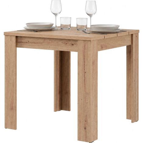 Fester Tisch Trosa, 6 Plätze, Tischplatte in Dielenoptik, Quadratisch, 80x80x76h cm, Braun Eiche Knoten