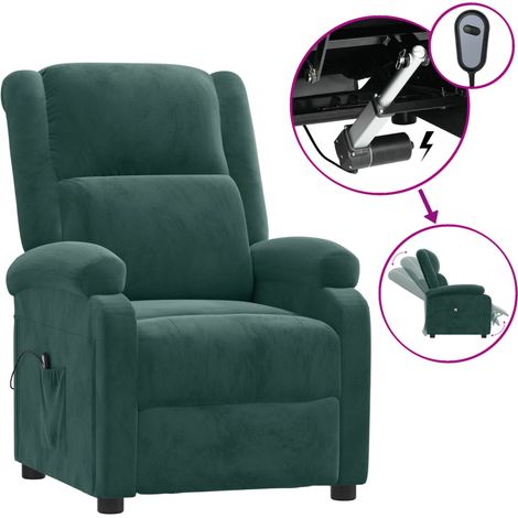 Maison Exclusive - Poltrona Elettrica Reclinabile Verde Scuro in Vera Pelle (1/5)