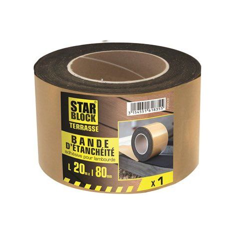 Bande d'étanchéité adhésive pour lambourde en mousse EPDM L. 20 m l. 80 x Ép. 1mm - STARBLOCK 430984