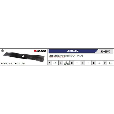 HUSQVARNA Rasenmähermesser für 48" Drei-Messer-Deck R302650