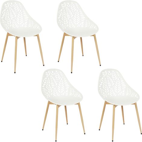 Lot de 4 Chaises - HOME DECO FACTORY - Lucena - Ajourées - Blanches (1/5)