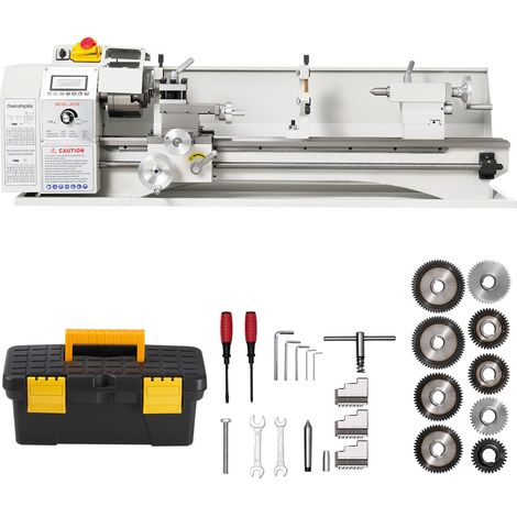 Mophorn Torno de Metal de Sobremesa 1100 W, 220x762 mm, Velocidad Ajustable hasta 3000 RPM, Motor sin Escobillas, 8 Tipos de Roscas Métricas e Imperiales, Engranajes de Metal (1/5)