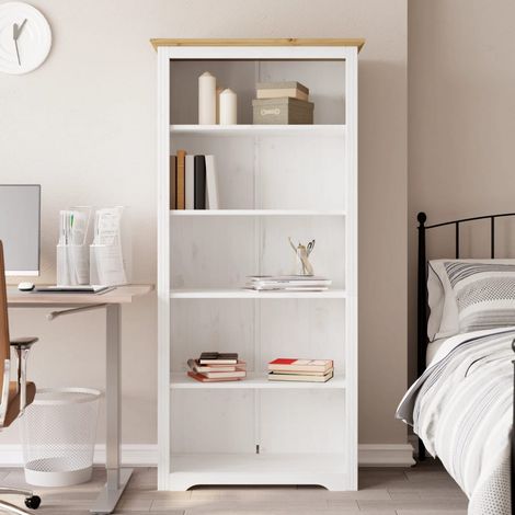 Bibliothèque, Étagère de Rangement, Meuble de Rangement Ouvert, pour Bureau, Salon BODO marron 80x38x180 cm bois pin massif 5 niveaux NKK36626 (1/5)