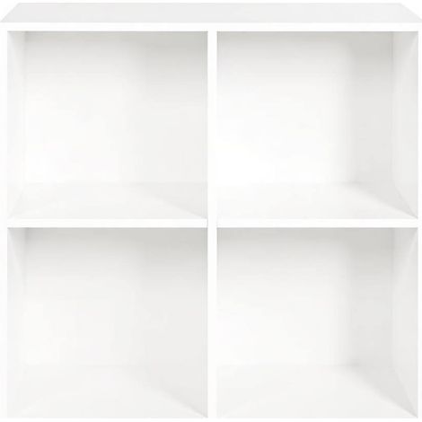 Estantería cúbica abierta de 4 compartimentos blanca en madera de ingeniería MODENUIT (1/5)