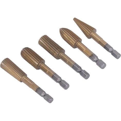 5-Piece Rotary Router Bit Set, Good Finish, Deep Penetration Wood Cutting Files, Wear-Resistant for Hardwood, Plastic, and Softwood