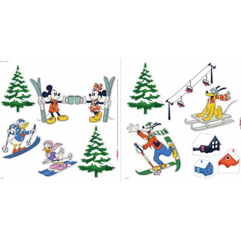 Komar Fenstersticker - Disney Mickey Mouse Snowland - 30 x 30 cm - Mehrteiliges Stickerset