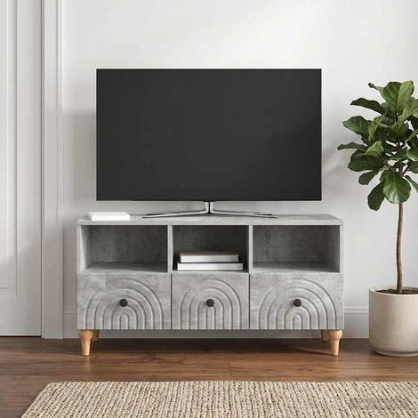TV-Schränk Betongrau 102 x 34,5 x 50 cm Holzwerkstoff (1/5)