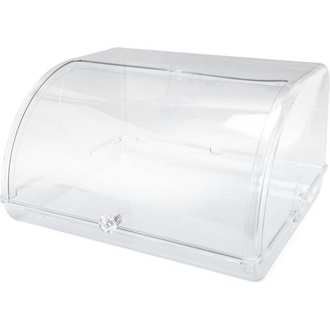 Boîte transparente à couvercle enroulable pour ranger tasses à thé et bouteilles, idéale pour la table à manger ou les placards de cuisine. (1/5)