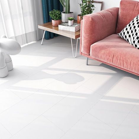 PVC Wall Tile 30 x 60 cm 5 PVC Adhesive Floor Tiles White Credence for Kitchen Wall Tiles for Bathroom Waterproof Kitchen Credence White (1/5)