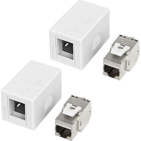 2 boîtes de jonction 1 port avec module RJ45, prise réseau en saillie Blindé Module Keystone CAT 7 LAN Box 10 Gbit/s 600 MHz (1/5)