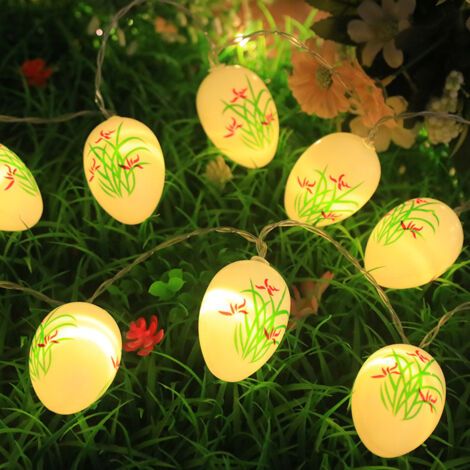Guirlande LED décorative de Pâques – 20 lumières chaudes, 3 m, fonction constante + scintillement, piles incluses, idéale pour œufs en chocolat, décoration de table et ambiance festive-lsw (1/2)