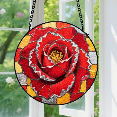 Suspension en vitrail, attrape-soleil coloré élégant artistique, décoration porte intérieure, cadeau Noël, Anniversaire pour femme, homme, oncle 12,5 cm (1/5)