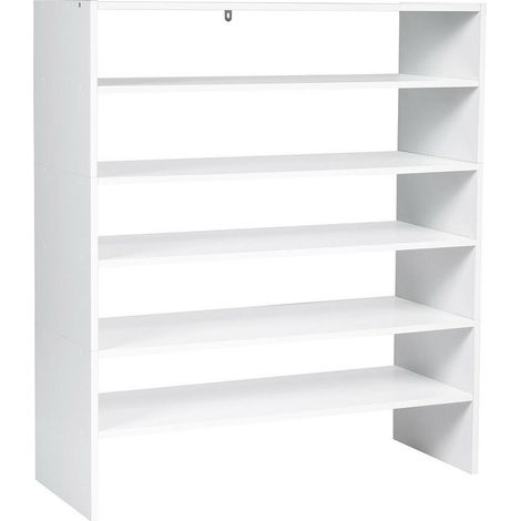 Meuble à chaussures empilable, rangement 6 niveaux, 3 modules combinables blanc pour entrée et placard (1/5)
