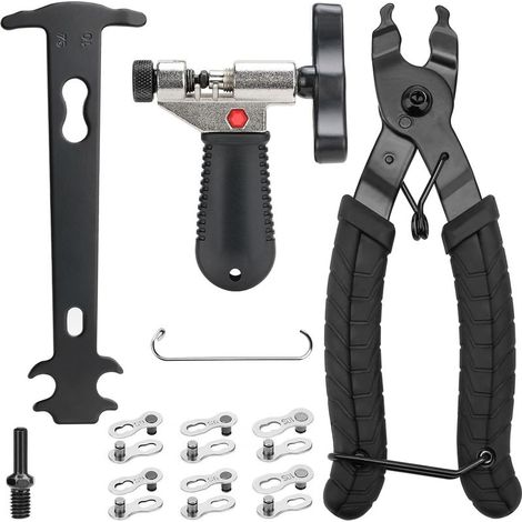 Ensemble d'outils de Derive Chaine Velo, Lien De Vélo Pince+ Vérificateur de la chaîne+3 Paires de Chaînes Antivol für 6/7/8/9/10 Gänge (1/5)