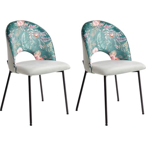 Set of 2 Dining Chairs COVELO Velvet Mint Green (1/5)