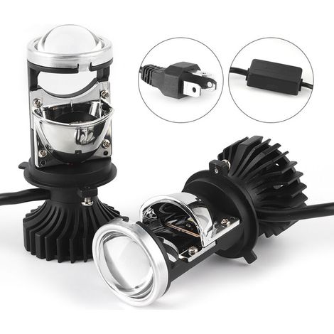 e phare Kit de conversion de phare Ampoule H4 Ampoule avec lentille de projecteur Ampoule de voiture étanche Ampoule de phare LED H4 Kit de conversion de feux de croisement IP65 2 pièces H4 LED ampou. (1/4)