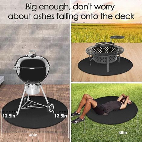 Tapis de foyer rond de 48 pouces pour poêle et feu de camp, tapis de poêle ignifugé pour barbecue. (1/5)