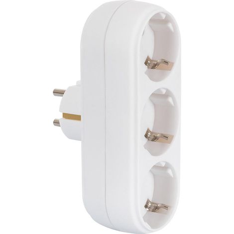 Base Multipla a 3 Spine da Parete Tipo F Schuko Bianco