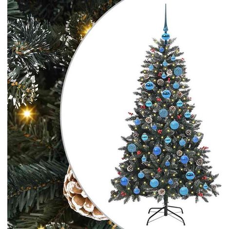 Sapin de Noël artificiel vert, 150 cm, en PVC, plastique et acier. (1/5)