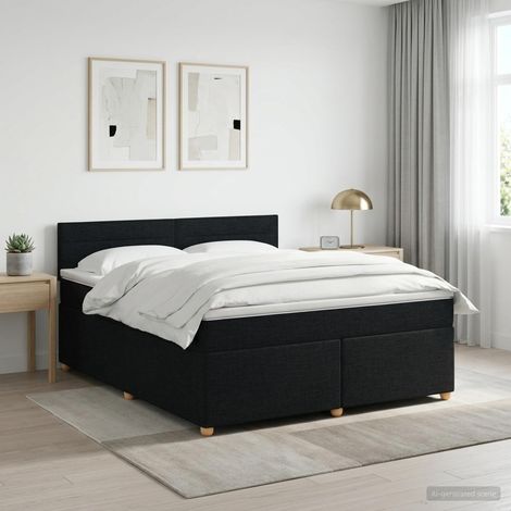 Cama box spring con colchón Negro 160 x 200 cm Tela (1/5)