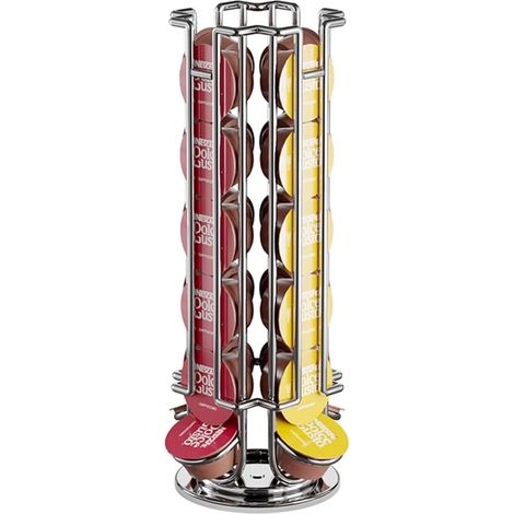 Organisateur de capsules de café, capacité de 24 capsules, couleur argentée, pour plan de travail de cuisine, bar à café, bureau ou hôtel.-AquaForge (1/5)