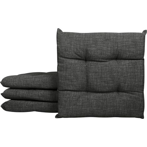 Set 4/6 Cuscini Sedia Con Lacci Cuscino 4 Punti Imbottiti Spessore 6 Cm Piombo - 6 Pezzi (1/3)